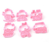 6 tk 3D autolennuk küpsiselõikur küpsisevormi rong Sõiduk transport küpsetustempli press Sugarcraft fondant koogilõikurid