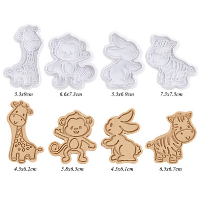 4 buc/lot matriță pentru prăjituri cu animale din junglă, leu, elefant, girafă, tăietor de prăjituri în relief, pentru decorarea petrecerii de aniversare în junglă, instrument de copt
