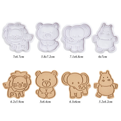 4 buc/lot matriță pentru prăjituri cu animale din junglă, leu, elefant, girafă, tăietor de prăjituri în relief, pentru decorarea petrecerii de aniversare în junglă, instrument de copt