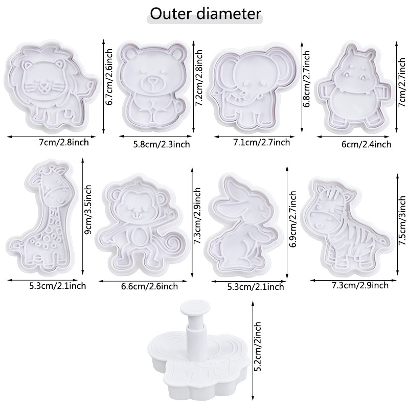 4 buc/lot matriță pentru prăjituri cu animale din junglă, leu, elefant, girafă, tăietor de prăjituri în relief, pentru decorarea petrecerii de aniversare în junglă, instrument de copt