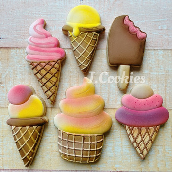 KENIAO Форма за бисквитки Ice Cream Popsicle Sundae - Лятна бисквита Фондан Форма за сандвичи за хляб Кухненски инструмент - Неръждаема стомана