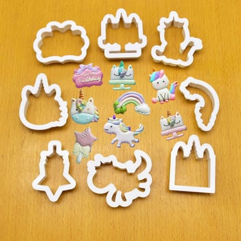 8 τεμάχια/Σετ DIY Cute Cartoon Unicorn Horse Fondant Cake Cookie Cutter Φόρμα μπισκότων Διακοσμητικά καλούπια Εργαλεία ψησίματος κουζίνας