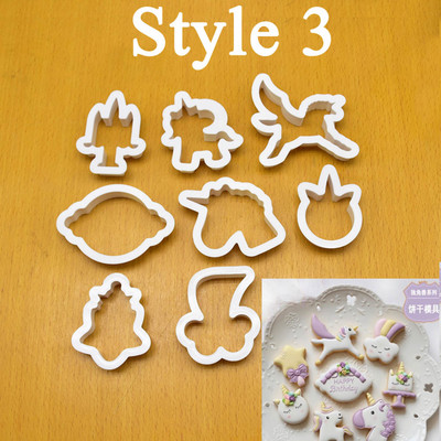 8 τεμάχια/Σετ DIY Cute Cartoon Unicorn Horse Fondant Cake Cookie Cutter Φόρμα μπισκότων Διακοσμητικά καλούπια Εργαλεία ψησίματος κουζίνας
