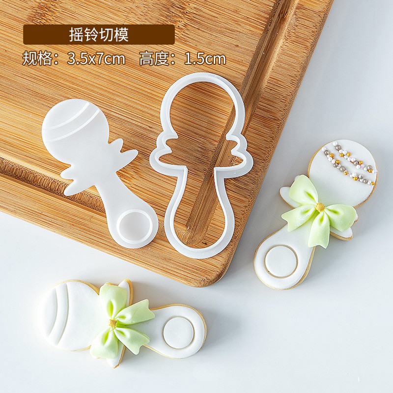 Mold acrilic pentru prăjituri pentru aniversarea bebelușului, matriță în relief pentru fondant pentru patiserie, artizanat cu zahăr, tăietor de prăjituri pentru fondant, matriță pentru copt