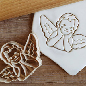 Crăciun Fericit pentru tăietor de biscuiți, ornamente pentru copaci de desene animate, omul de turtă dulce, înger, ștampila pentru fondant, consumabile pentru petrecerea de Crăciun