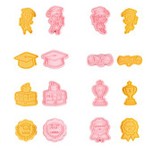 8 tk/komplekt Õnnitlused Lõpetamine Küpsiselõikur küpsisevorm 3D Press Plastikust küpsisevorm Fondant Küpsetustööriist Küpsiste kaunistamiseks