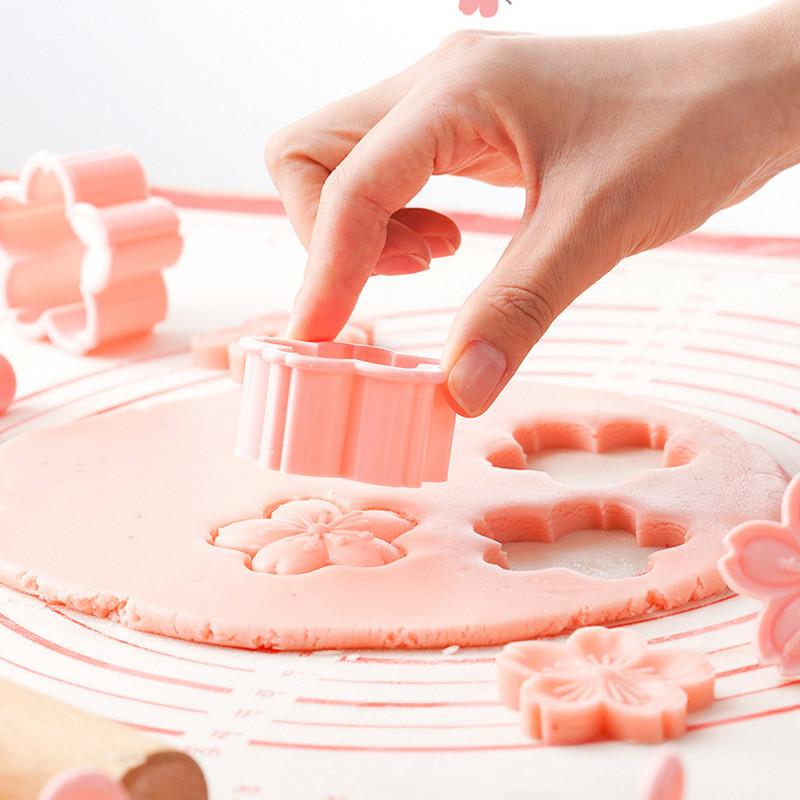 5tk/komplekt Sakura küpsised hallitusseened kirsiõied roosad biskviit Fondant hallitus jõhvikaküpsised lillekujulised pressid lilledega küpsetuslõikurid