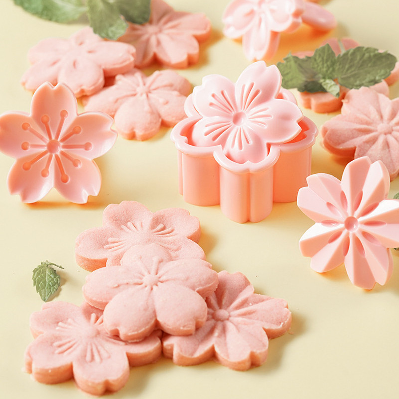 5tk/komplekt Sakura küpsised hallitusseened kirsiõied roosad biskviit Fondant hallitus jõhvikaküpsised lillekujulised pressid lilledega küpsetuslõikurid