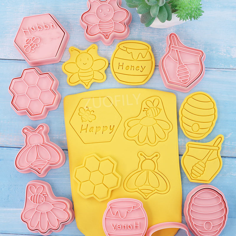 8 τμχ Βάζο μέλισσας Σάλτσα για μπισκότα Κόφτες για μπισκότα σφραγίδα φόρμα Γλυκό μέλι Σάλτσα σοκολάτας νιφάδα χιονιού τραγανή ζαχαρόπαστα Καλούπια για τούρτα Εργαλεία διακόσμησης