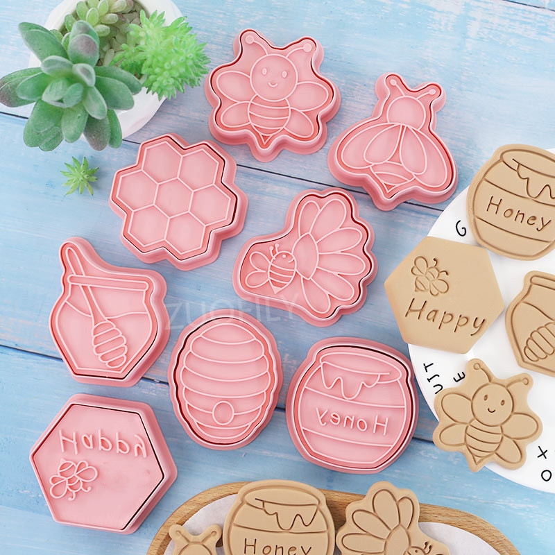 8 τμχ Βάζο μέλισσας Σάλτσα για μπισκότα Κόφτες για μπισκότα σφραγίδα φόρμα Γλυκό μέλι Σάλτσα σοκολάτας νιφάδα χιονιού τραγανή ζαχαρόπαστα Καλούπια για τούρτα Εργαλεία διακόσμησης