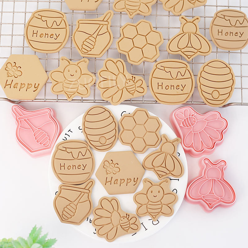 8 τμχ Βάζο μέλισσας Σάλτσα για μπισκότα Κόφτες για μπισκότα σφραγίδα φόρμα Γλυκό μέλι Σάλτσα σοκολάτας νιφάδα χιονιού τραγανή ζαχαρόπαστα Καλούπια για τούρτα Εργαλεία διακόσμησης