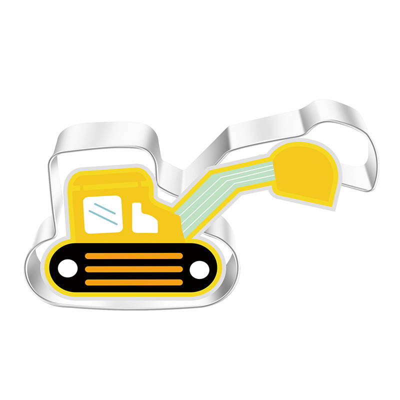 Ανοξείδωτη Μηχανική Truck Cookie Cutter Σετ εκσκαφέας Digger Bulldozer Dump Truck Candy Biscuit Fondant Cutters