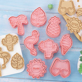8 buc/set Hawaiian 3D Biscuiți Mucegai Embosing Cookie Cutter Mold ștampila DIY Instrumente de coacere vara Ziua de nastere Luau Tropical Party Decor