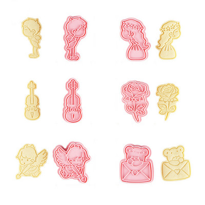 6 bucăți/set Nuntă Ziua Îndrăgostiților Ustensile de copt Mucegai pentru biscuiți Mucegai pentru biscuiți DIY Cupidon Presă Cutter Mold pentru coacere Unelte pentru biscuiți pentru petrecere