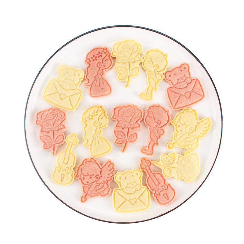 6 bucăți/set Nuntă Ziua Îndrăgostiților Ustensile de copt Mucegai pentru biscuiți Mucegai pentru biscuiți DIY Cupidon Presă Cutter Mold pentru coacere Unelte pentru biscuiți pentru petrecere
