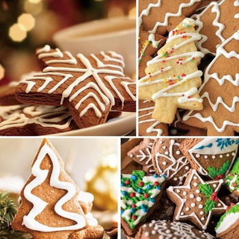 4 τμχ Πλαστικές φόρμες ψησίματος για μπισκότα Snowflake Χριστουγεννιάτικο δέντρο Claus Μοτίβο Φόρμα ψησίματος Κόφτης μπισκότων Αριθμός Φόρμα Κόφτης Φοντάν