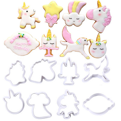 8 tk/komplekt armas multikas ükssarvik DIY küpsise küpsise lõikur vormi kook kondiitritooted Fondant vormi templid lõikurid koogi kaunistamiseks tööriistad
