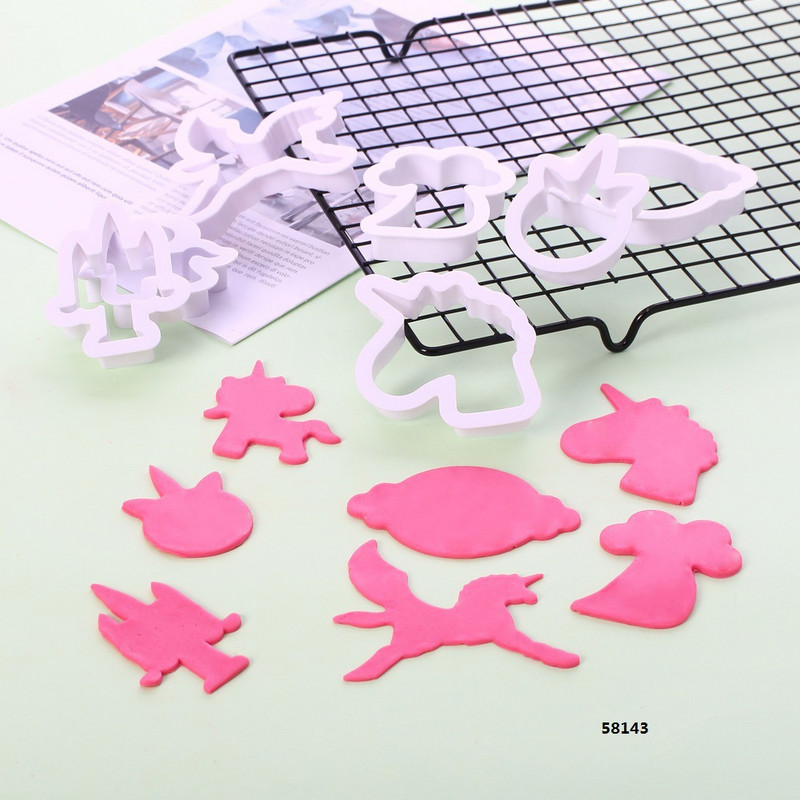 8db/szett Aranyos rajzfilm egyszarvú barkácsolás süti keksz vágó forma torta péksütemény fondant formabélyeg vágó torta díszítő eszközök