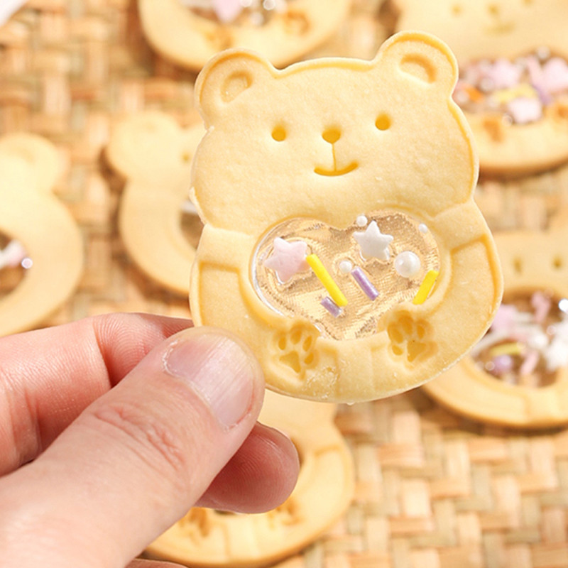 Armsa karuvormi küpsise karu templi küpsise lõikurite komplekt Fondant küpsisevormi DIY kondiitritoodete küpsetustööriista loksuti vormid küpsiste jaoks