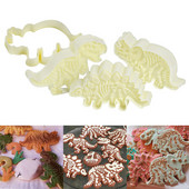 3D dinosauruse küpsiselõikurid Dinosauruse küpsise reljeefvorm Sugarcrafti magustoidu küpsetamiseks mõeldud silikoonvorm Fondant koogi kaunistamiseks