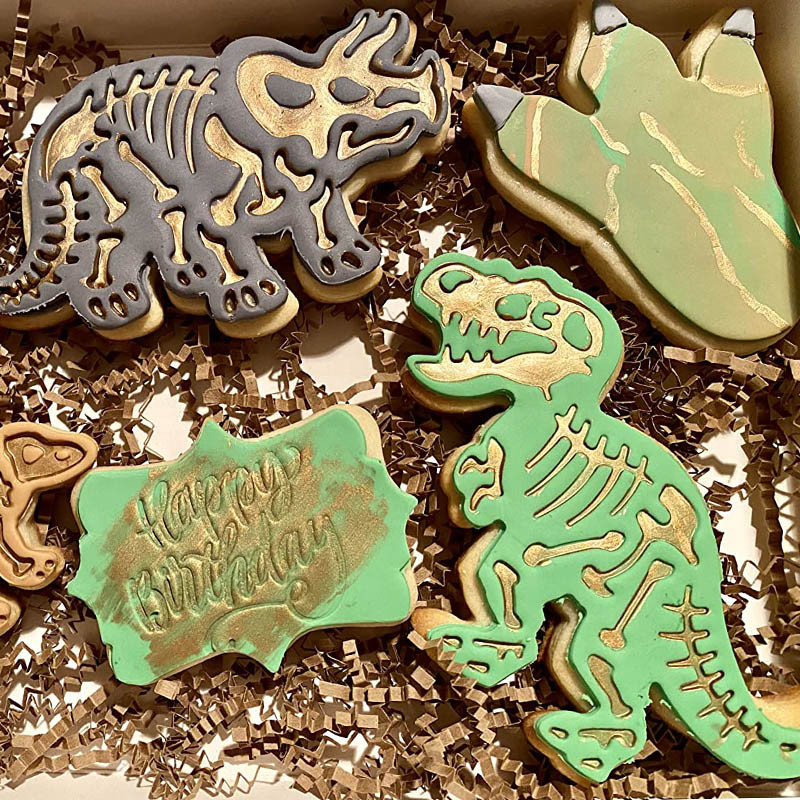 3D dinosauruse küpsiselõikurid Dinosauruse küpsise reljeefvorm Sugarcrafti magustoidu küpsetamiseks mõeldud silikoonvorm Fondant koogi kaunistamiseks