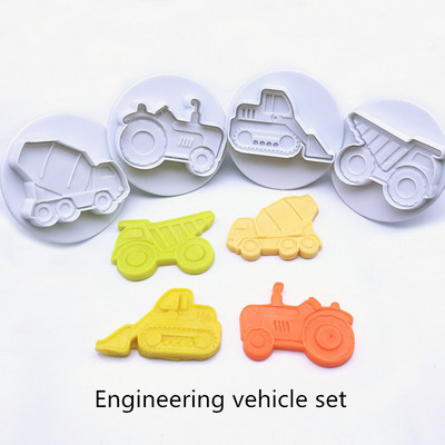 4 db járművek süti kiszúró cupcake tészta barkács dekorációs eszközök torta keksz sugarcraft sütőforma konyhai kiegészítők