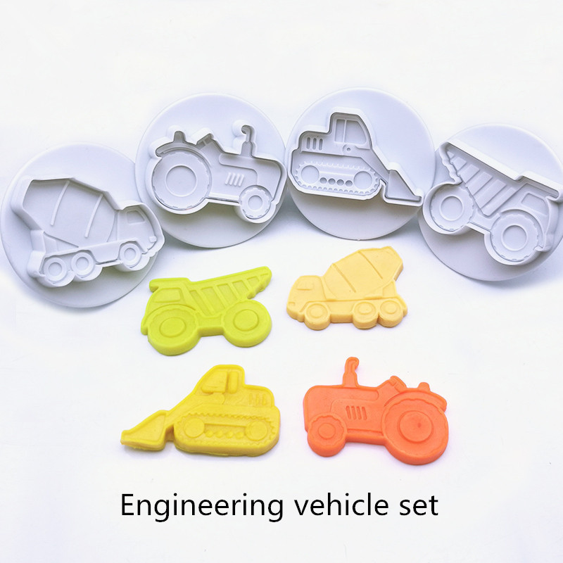 4 db járművek süti kiszúró cupcake tészta barkács dekorációs eszközök torta keksz sugarcraft sütőforma konyhai kiegészítők