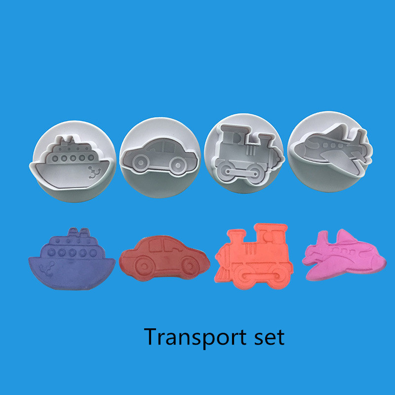 4 db járművek süti kiszúró cupcake tészta barkács dekorációs eszközök torta keksz sugarcraft sütőforma konyhai kiegészítők