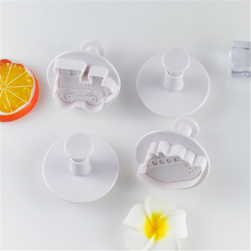 4 db járművek süti kiszúró cupcake tészta barkács dekorációs eszközök torta keksz sugarcraft sütőforma konyhai kiegészítők