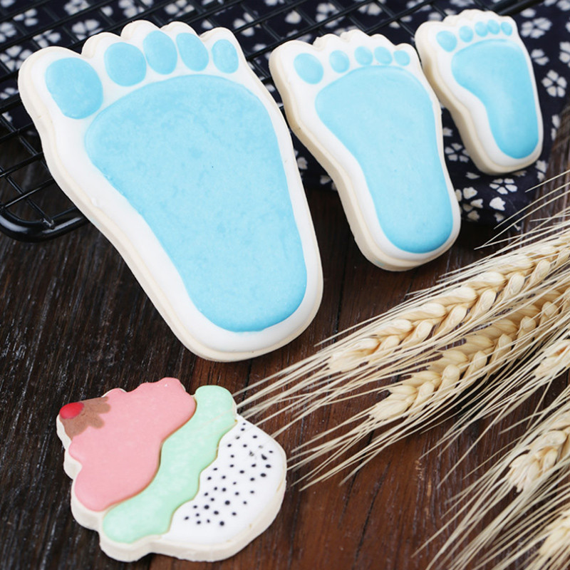 3τμχ Foot Metal Cookie Cutter, Μπισκότο, Ζαχαροπλαστική, Fondant Cutter Baby Shower Party Favor Feet Feet Child Stencil