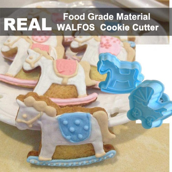 WALFOS Μπισκότα Κουζίνας Κόφτης Ζύμης 4 τεμαχίων Baby Type Πλαστικό Φόρμα Ψησίματος Έμβολο 3D Stamp Die Fondant Διακόσμηση κέικ