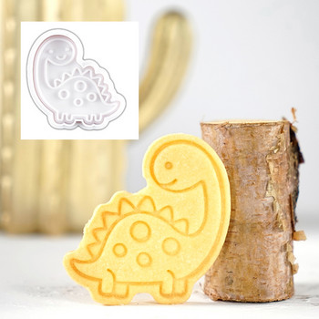 4 τμχ Dinosaur Cookies Cutter Mold Dinosaur Biscuit Embossing Mold Sugar craft Επιδόρπιο Ψήσιμο Φόρμα σιλικόνης για σοκολάτα σαπουνιού