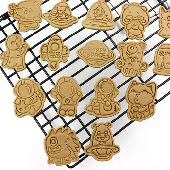 6 τεμ./σετ Cartoon Monster Cookie Cutter Plunger Biscuit Stamp DIY Cake Decorating Tool Christmas Fondant Προμήθειες ψησίματος
