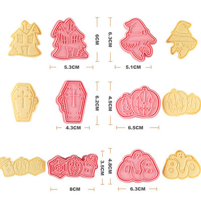 6 τεμ./σετ Cartoon Monster Cookie Cutter Plunger Biscuit Stamp DIY Cake Decorating Tool Christmas Fondant Προμήθειες ψησίματος