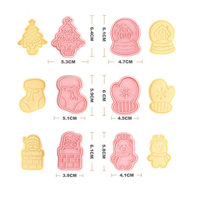 6 τεμ./σετ Cartoon Monster Cookie Cutter Plunger Biscuit Stamp DIY Cake Decorating Tool Christmas Fondant Προμήθειες ψησίματος
