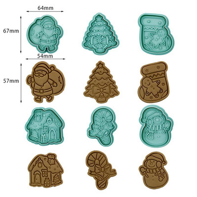 6 τεμ./σετ Cartoon Monster Cookie Cutter Plunger Biscuit Stamp DIY Cake Decorating Tool Christmas Fondant Προμήθειες ψησίματος