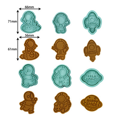 6 τεμ./σετ Cartoon Monster Cookie Cutter Plunger Biscuit Stamp DIY Cake Decorating Tool Christmas Fondant Προμήθειες ψησίματος