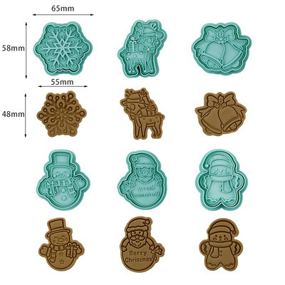 6 τεμ./σετ Cartoon Monster Cookie Cutter Plunger Biscuit Stamp DIY Cake Decorating Tool Christmas Fondant Προμήθειες ψησίματος