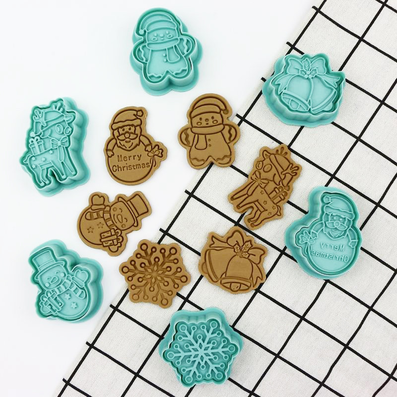 6 τεμ./σετ Cartoon Monster Cookie Cutter Plunger Biscuit Stamp DIY Cake Decorating Tool Christmas Fondant Προμήθειες ψησίματος