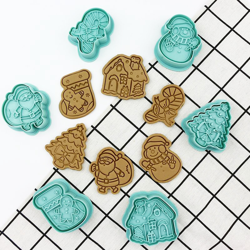 6 τεμ./σετ Cartoon Monster Cookie Cutter Plunger Biscuit Stamp DIY Cake Decorating Tool Christmas Fondant Προμήθειες ψησίματος