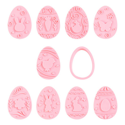9 τμχ Πασχαλινό πλαστικό κόφτη μπισκότων Φόρμα για μπισκότο αυγού κουνελιού 3D φόρμα για λαγουδάκι Εργαλεία ψησίματος για κέικ 2023