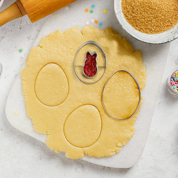 Σετ κόφτη για πασχαλινά μπισκοτάκια Μεταλλικά φόρμες ψησίματος μπισκότων σε σχήμα αυγού κουνελιού για μπισκότα Νέα 2023 Pastry Bakery Accessories