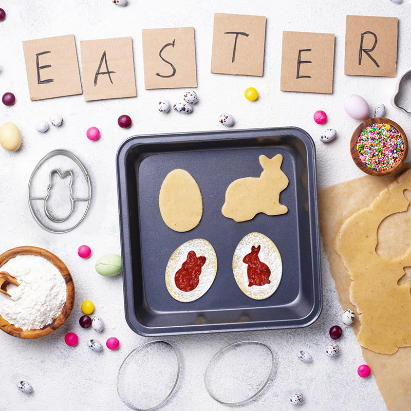 Σετ κόφτη για πασχαλινά μπισκοτάκια Μεταλλικά φόρμες ψησίματος μπισκότων σε σχήμα αυγού κουνελιού για μπισκότα Νέα 2023 Pastry Bakery Accessories