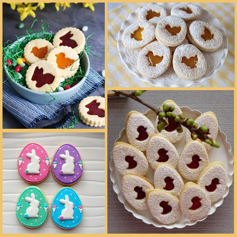 Σετ κόφτη για πασχαλινά μπισκοτάκια Μεταλλικά φόρμες ψησίματος μπισκότων σε σχήμα αυγού κουνελιού για μπισκότα Νέα 2023 Pastry Bakery Accessories