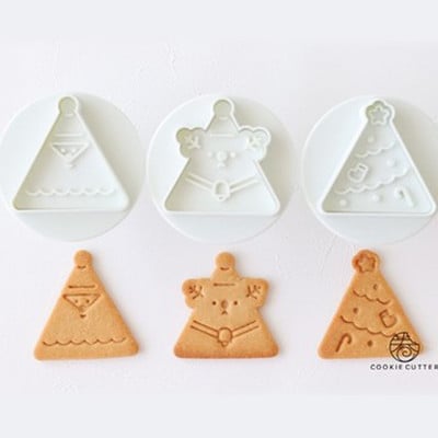 3 tk / komplekt Jõulumemm Jõuluvana Põdrakaru Küpsisevorm Jõulukingitus Plastikust jõulumustrivorm Ise ise küpsetustööriistad