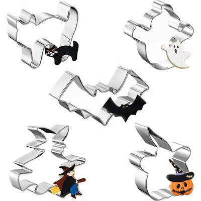 7 bucăți biscuiți biscuiți bricolaj matriță pentru fondant de Halloween biscuiți rotund cu flori de tăiat prăjituri de bucătărie pentru coacere în relief matriță instrument de coacere