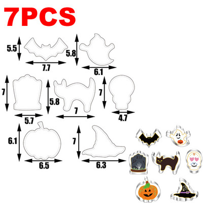 7 tk küpsiseküpsis DIY vorm Halloween Fondant küpsised ümmargused lilled koogi lõikur Köögis küpsetamine reljeefne vormi küpsetustööriist