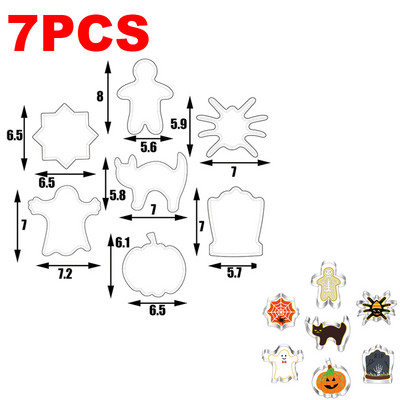 7 tk küpsiseküpsis DIY vorm Halloween Fondant küpsised ümmargused lilled koogi lõikur Köögis küpsetamine reljeefne vormi küpsetustööriist