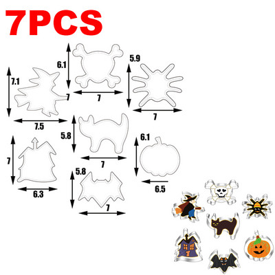 7 tk küpsiseküpsis DIY vorm Halloween Fondant küpsised ümmargused lilled koogi lõikur Köögis küpsetamine reljeefne vormi küpsetustööriist