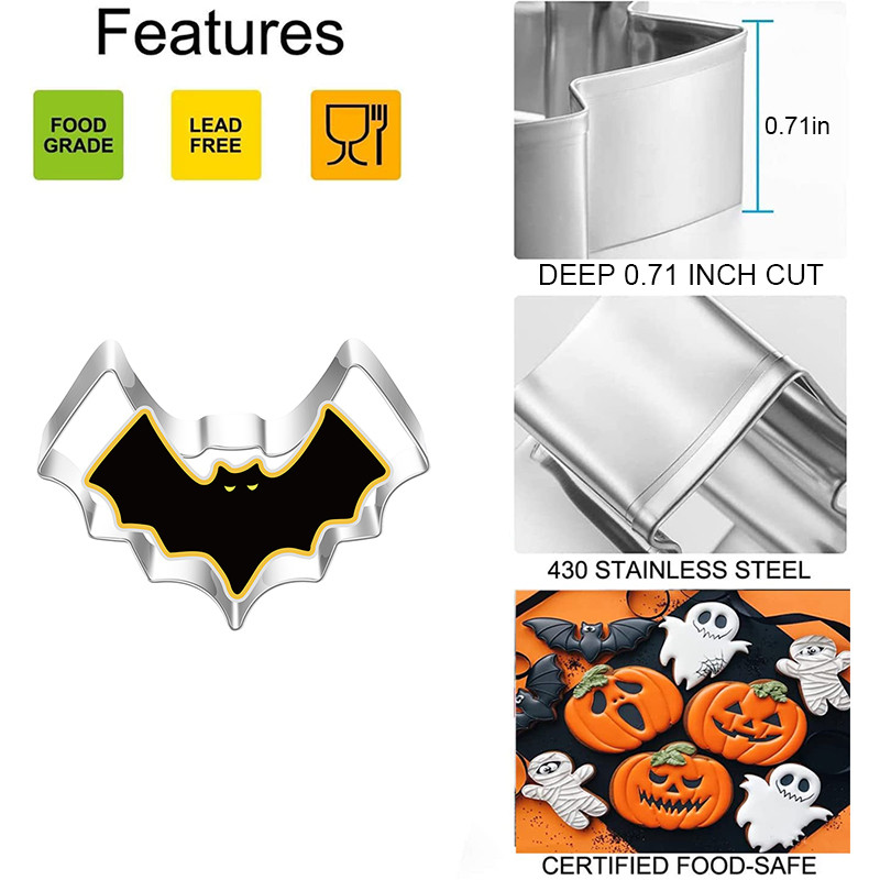 7 tk küpsiseküpsis DIY vorm Halloween Fondant küpsised ümmargused lilled koogi lõikur Köögis küpsetamine reljeefne vormi küpsetustööriist